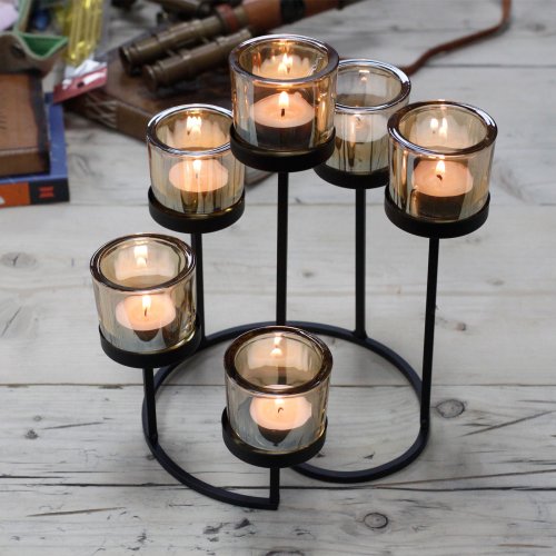 (image for) Centrepiece Iron Votive Candle Holder - 6 Cup Circule Tree