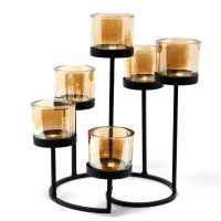 (image for) Centrepiece Iron Votive Candle Holder - 6 Cup Circule Tree