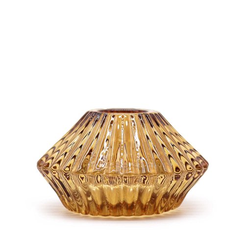 (image for) Flower Flip Dinner Candle / Tealight Holder - Antique Amber