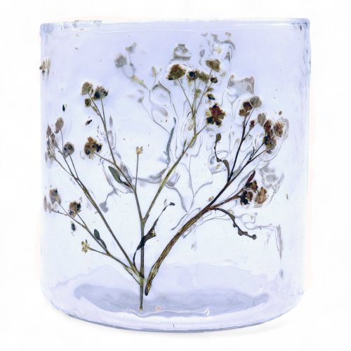 (image for) Natural Floral Glass - Straight Candle Holder - Margarita - (8x8cm)