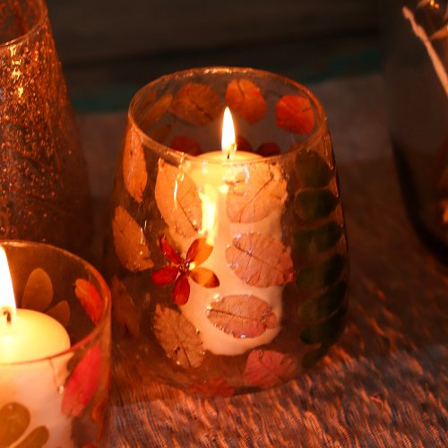 (image for) Natural Floral Glass - Vase Candle Holder - Primavera - (12x11cm)