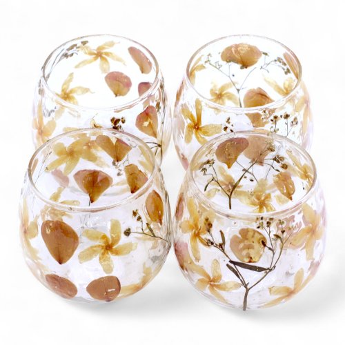 (image for) Natural Floral Glass - Straight Candle Holder - Rosa - (8x8cm)