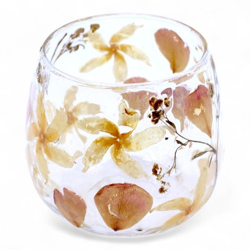 (image for) Natural Floral Glass - Straight Candle Holder - Rosa - (8x8cm)