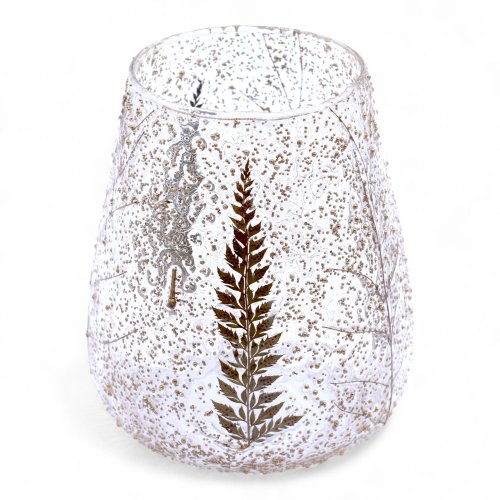 (image for) Natural Floral Glass - Large Bowl Candle Holder - Pino - (15x12cm)