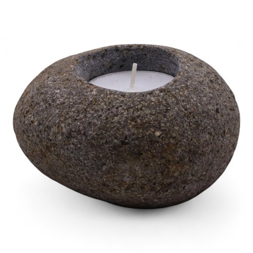 (image for) Natural Riverstone Candle Holder - Single Nightlight
