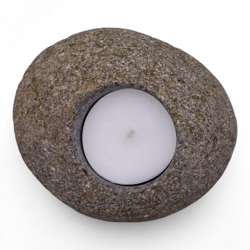 (image for) Natural Riverstone Candle Holder - Single Nightlight