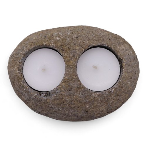 (image for) Natural Riverstone Candle Holder - Double Nightlight