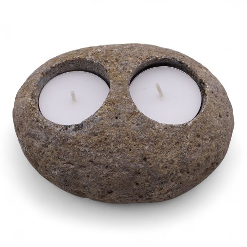 (image for) Natural Riverstone Candle Holder - Double Nightlight