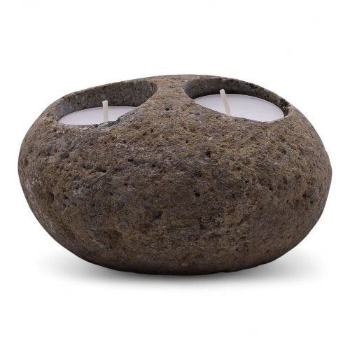 (image for) Natural Riverstone Candle Holder - Double Nightlight
