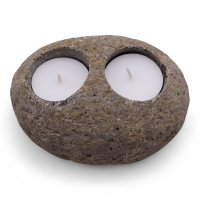 (image for) Natural Riverstone Candle Holder - Double Nightlight
