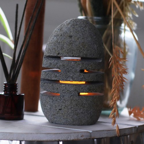 (image for) Natural Riverstone Candle Holder - Standing Stone Cut
