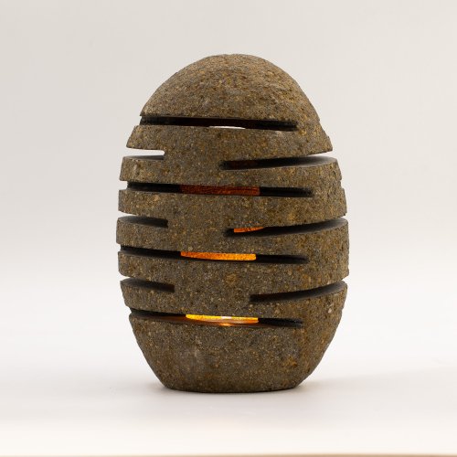 (image for) Natural Riverstone Candle Holder - Standing Stone Cut (10x13x22cm)