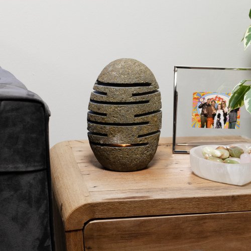 (image for) Natural Riverstone Candle Holder - Standing Stone Cut (10x13x22cm)