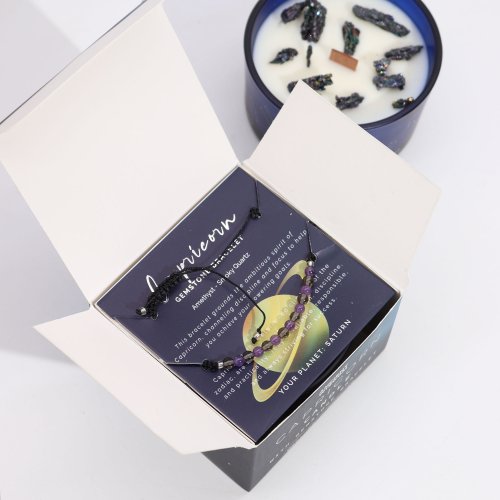 (image for) Zodiac Crystal Candle with Gemstone Bracelet - Capricorn