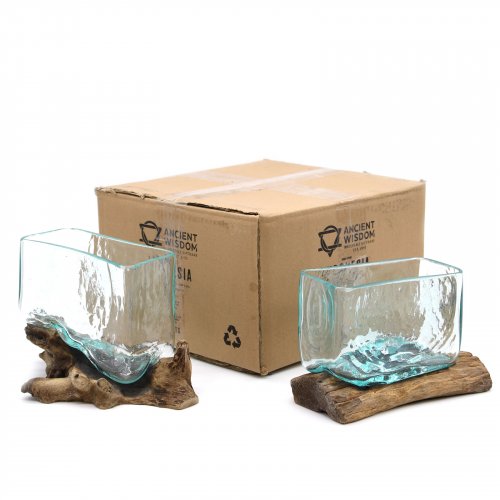 (image for) Molten Glass Tank on Wood with Stand - Medium Bowl