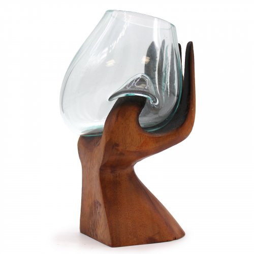 (image for) Carved Hand with Molten Glass Bowl