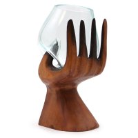 (image for) Carved Hand with Molten Glass Bowl