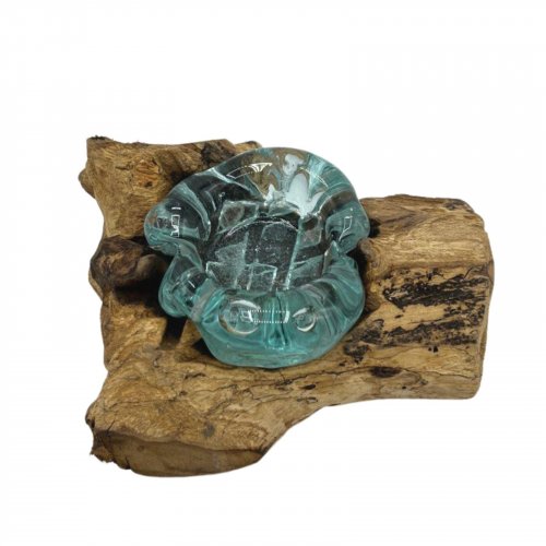 (image for) Molton Glass Candle Single Holder on Wood