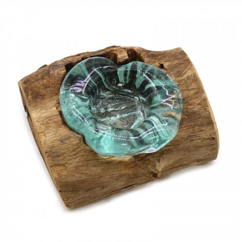 (image for) Molton Glass Candle Single Holder on Wood