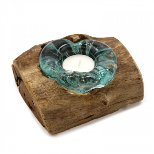 (image for) Molton Glass Candle Single Holder on Wood