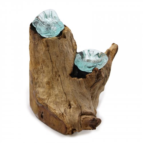 (image for) Molton Glass Candle Double Holder on Wood