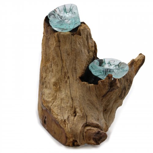 (image for) Molton Glass Candle Double Holder on Wood