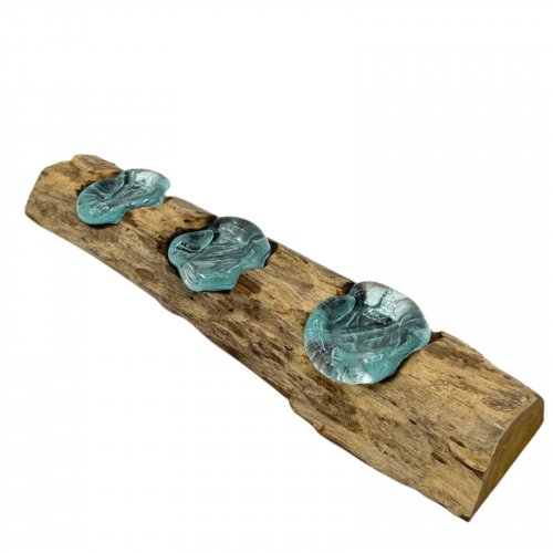 (image for) Molton Glass Flat Triple Candle Holder on Wood