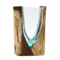 (image for) Molton Glass V-shaped Art Vase on Wood