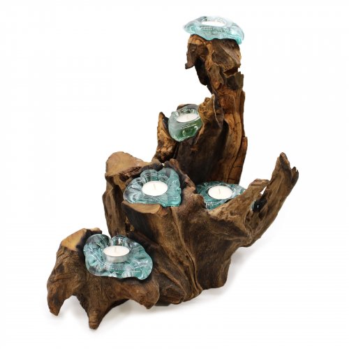(image for) Molton Glass Five Candle Holder on Wood