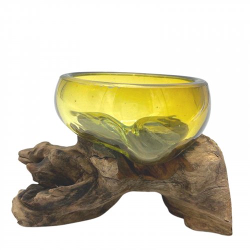 (image for) Molton Glass Mini Amber Bowl on Wood
