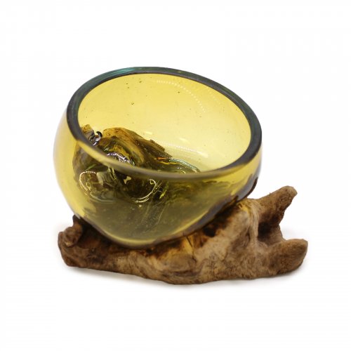 (image for) Molton Glass Mini Amber Bowl on Wood