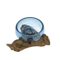 (image for) Molton Glass Mini Blue Bowl on Wood