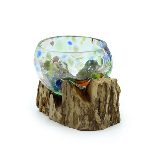 (image for) Molten Coloured Glass on Wood - Small Bowl