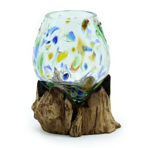 (image for) Molten Coloured Glass on Wood - Medium Bowl