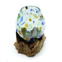 (image for) Molten Coloured Glass on Wood - Medium Bowl