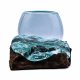(image for) Molten Glass Mini Goldfish Bowl on Wood 20cm