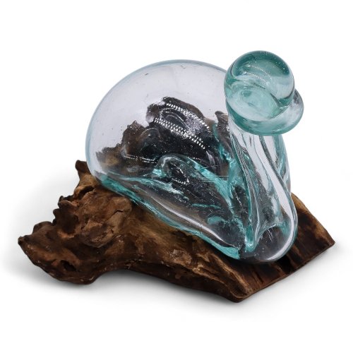 (image for) Molten Glass Duck Decanter on Wood with Stopper 19cm