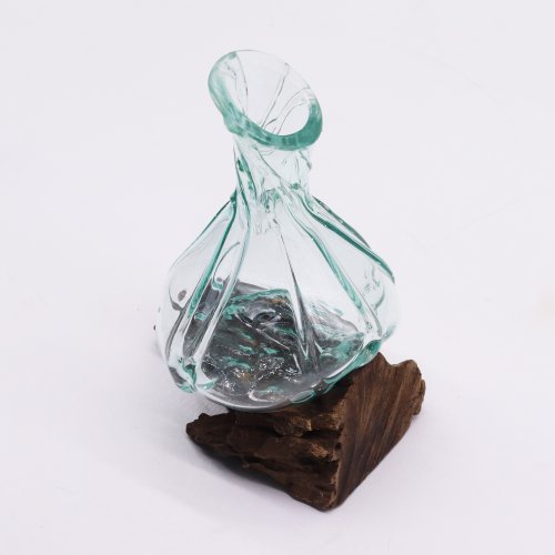(image for) Molten Glass Fancy Mini Decanter on Wood 24cm
