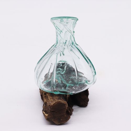(image for) Molten Glass Fancy Mini Decanter on Wood 24cm