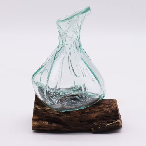 (image for) Molten Glass Fancy Mini Decanter on Wood 24cm