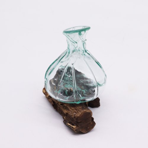 (image for) Molten Glass Fancy Mini Decanter on Wood 24cm