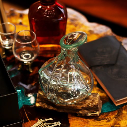 (image for) Molten Glass Fancy Mini Decanter on Wood 24cm