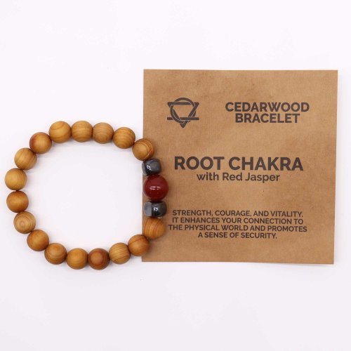 (image for) Cedarwood Root Chakra Bangle with Red Jasper