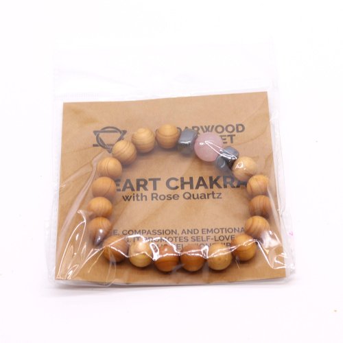 (image for) Cedarwood Heart Chakra Bangle with Rose Quartz