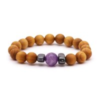 (image for) Cedarwood Third Eye Chakra Bangle with Amethyst