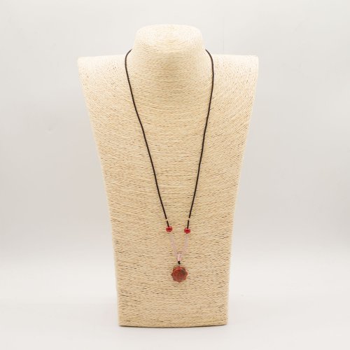 (image for) Cord Necklace Gemstone Pendant - Carnelian Sun Face