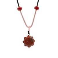 (image for) Cord Necklace Gemstone Pendant - Carnelian Sun Face