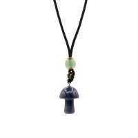 (image for) Cord Necklace Gemstone Pendant - Sodalite Mushroom