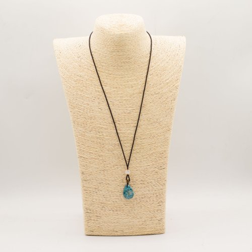 (image for) Cord Necklace Gemstone Pendant - Howlite Teardrop