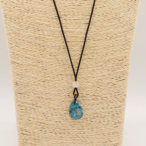 (image for) Cord Necklace Gemstone Pendant - Howlite Teardrop
